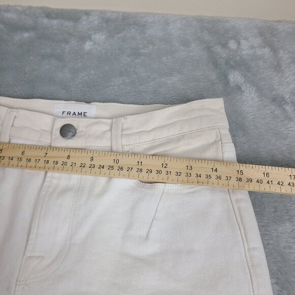 FRAME Le Crop Mini Boot in Multi White Ecru‎ Bootcut Stretch Jeans Size 28 - Picture 5 of 9